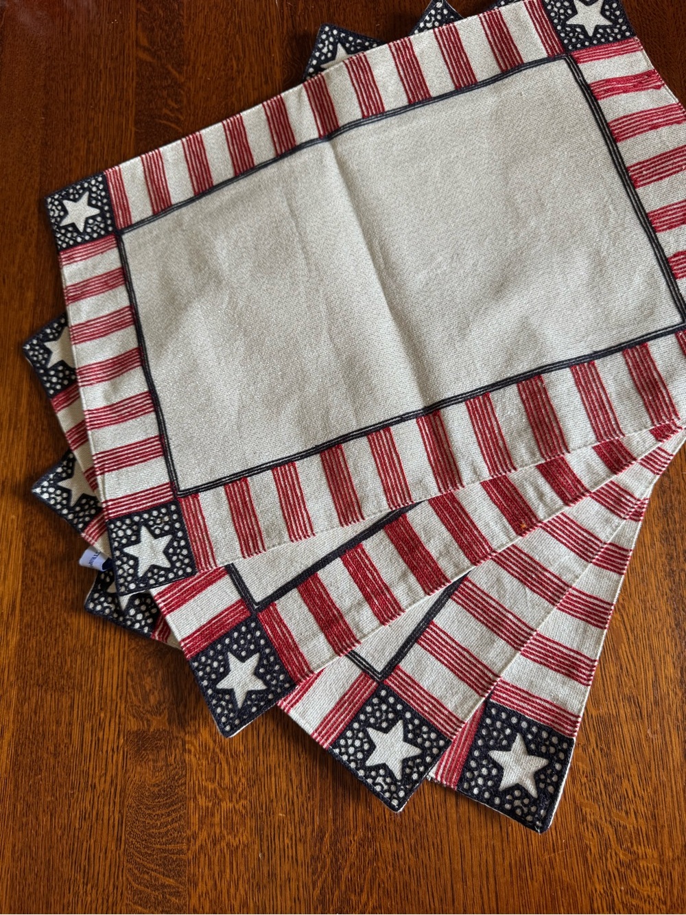 Patriotic Red White Blue Star Placemat Set